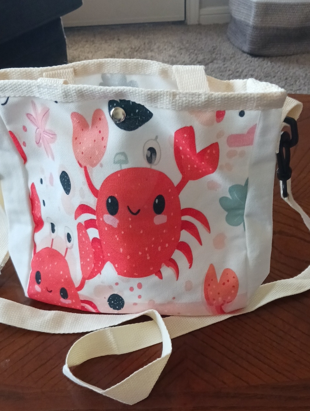 Cute Orange Crab Canvas Crossbody Tote
